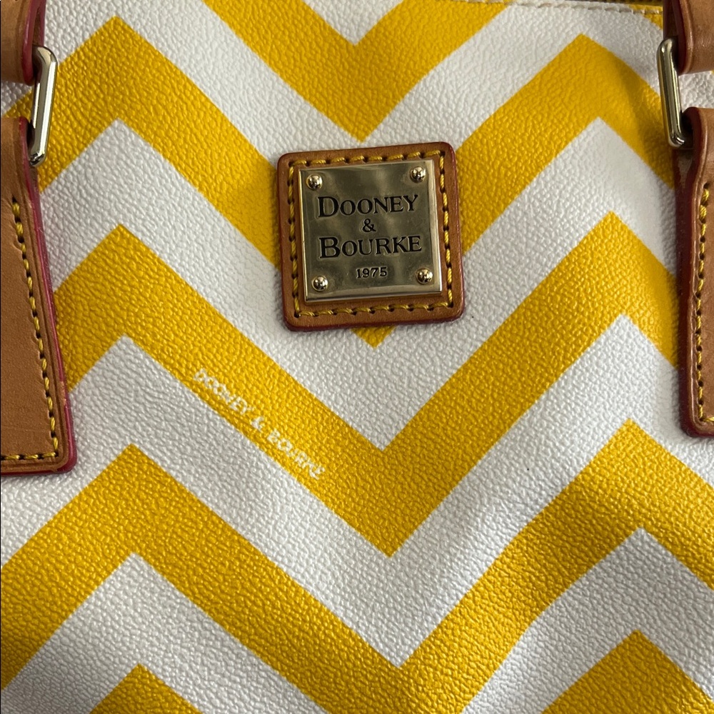 Dooney & Bourke Yellow and White Chevron Tote - Picture 2 of 16